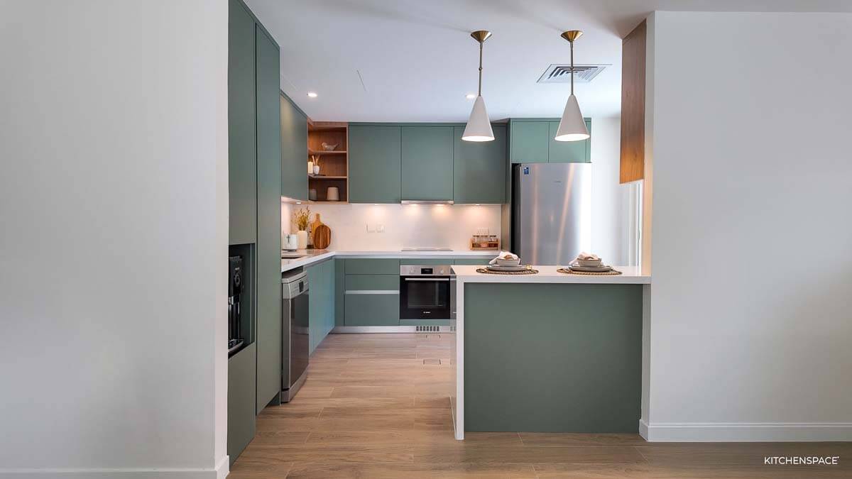 Sage Green with Wood Accent Kitchen 